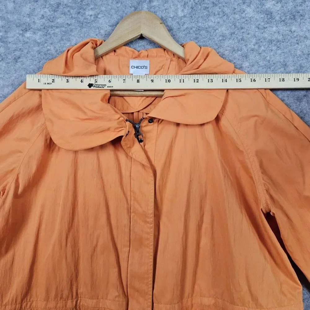 Chico's Women Full Zip Windbreaker Jacket Size 2‎ (M) Pumpkin Orange SLIGHT WEAR